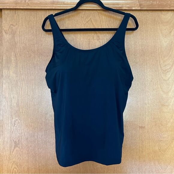 Duluth Trading Co Suit Up Swim Built in Bra Tankini Top Black Size 18 Modest - Picture 1 of 8